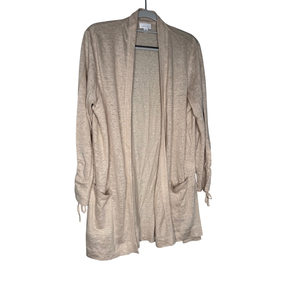 J.Jill love linen cardigan beige open front sweater lightweight layering